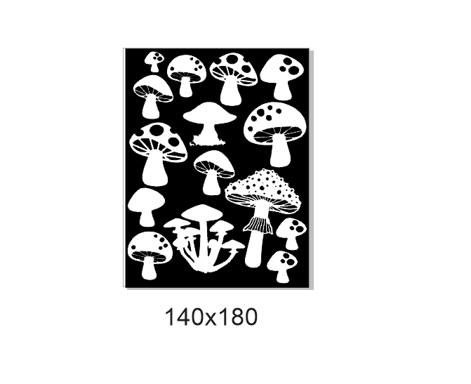 Mushrooms funky, 140 x 180 mm Min buy 3